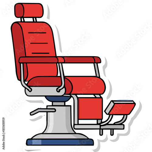 Retro Red Barber Chair with Footrest