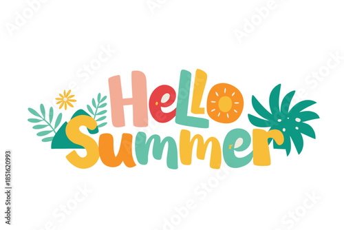 Hello summer text enjoy every moment ads banner poster card vector