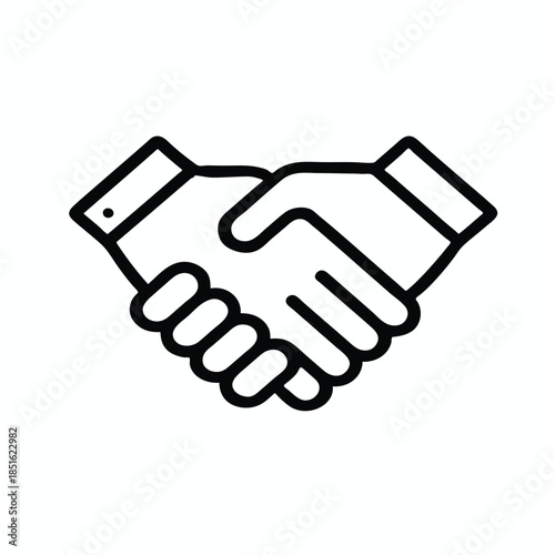 Print   Business Handshake Icon – Cooperation, Agreement and Teamwork Symbol, Flat Vector Illustration
