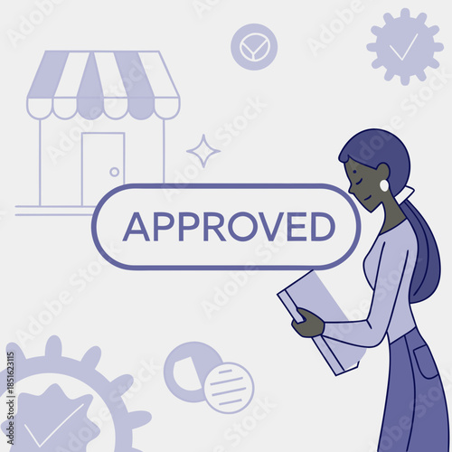 Woman receives business loan approval for her new store.