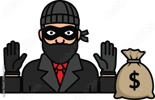 Thief with money bag