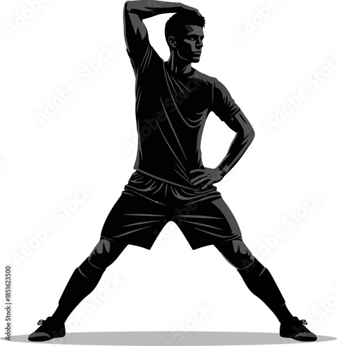 Dynamic Soccer Player Silhouette Posing Confidently on White Background Action Sport Fitness Motivation