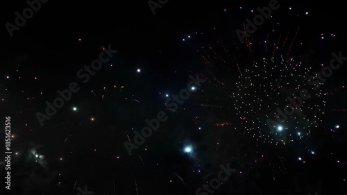Festive fireworks on a black background
