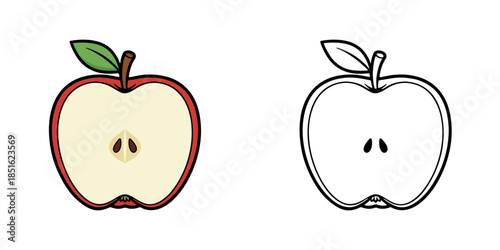 リンゴの断面のアイコンイラスト