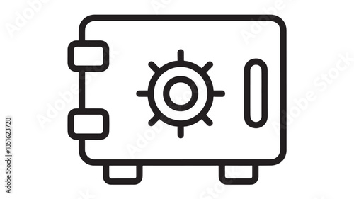 Simple safe design with mechanical lock ideal for graphics on transparent background silhouette