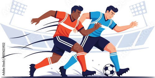 set of vector people play football soccer . Illustrations of people. run , practice, gym isolated object flat style 2D