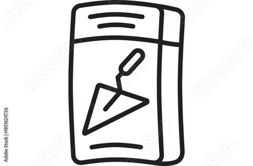 Simple outline of a brick with a trowel ideal for construction on transparent background silhouette