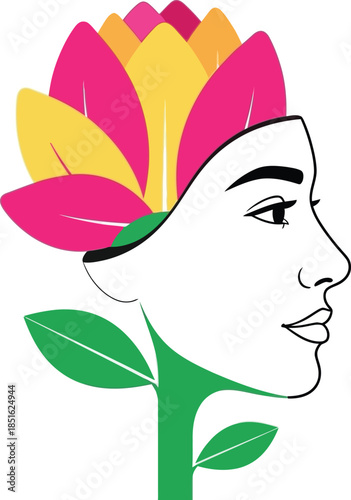 Woman flower head outline