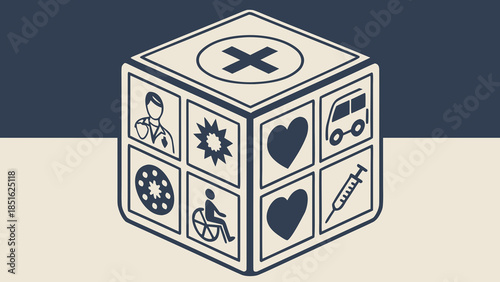 Healthcare and Medical Services Dice with Icons.