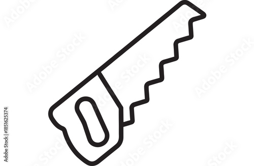 Simple hand saw outline illustration on transparent background silhouette