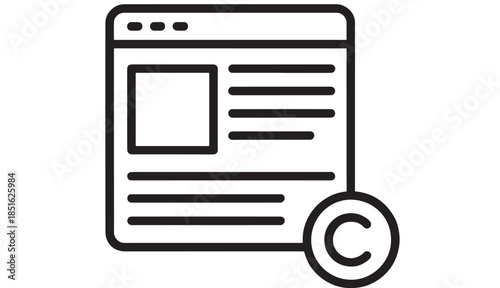 Website interface with copyright symbol linear design on transparent background silhouette
