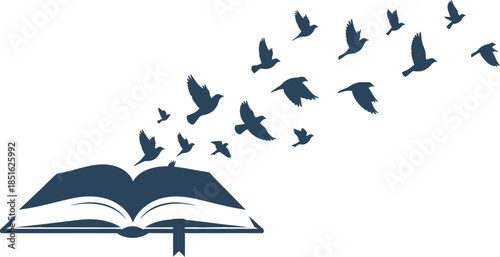 Book and birds flying away