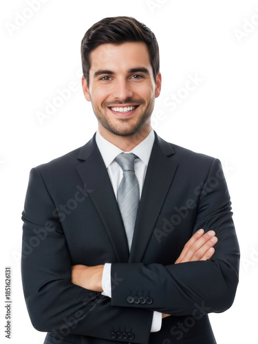 Confident businessman in professional attire isolated on transparent background