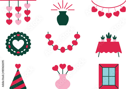 Valentine Decorations with Hearts and Flowers vase