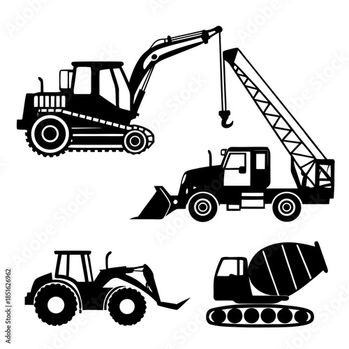 Construction equipment silhouettes