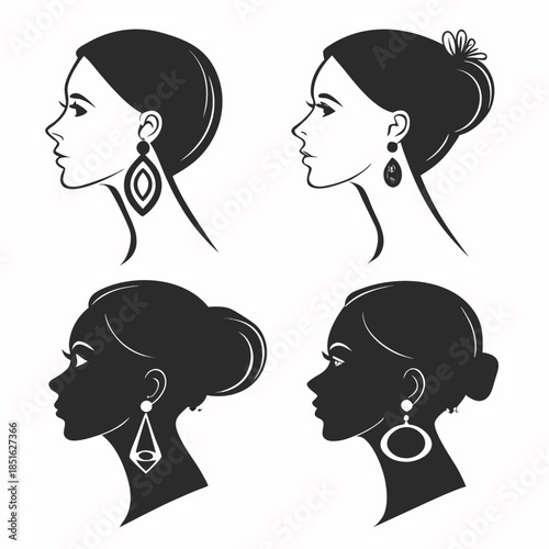 Silhouettes of women with earrings