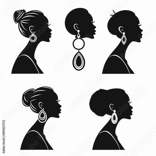 Silhouettes of women with earrings