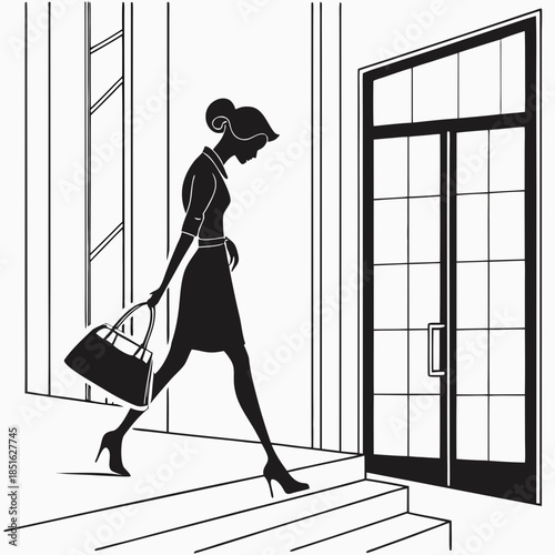 Businesswoman entering a building