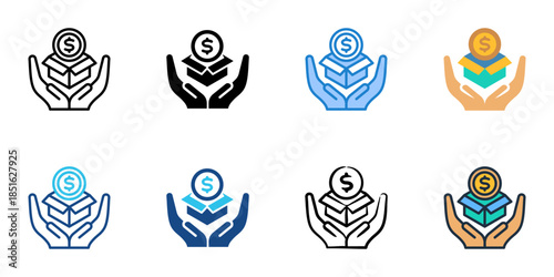 Charity icons set multiple style collection.
