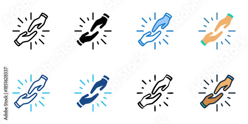 Helping hand icons set multiple style collection.
