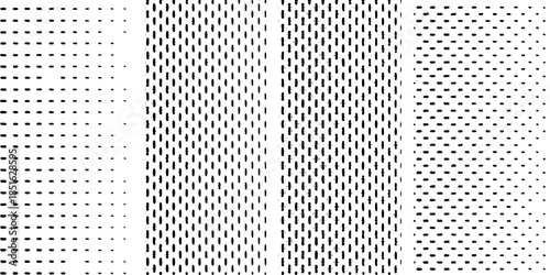 Abstract vertical stripes of dots and dashes in monochrome
