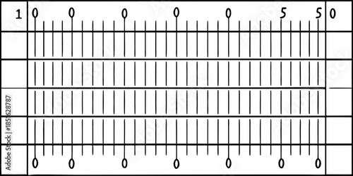 A visual representation of a ruler displaying measurement markings and gridlines