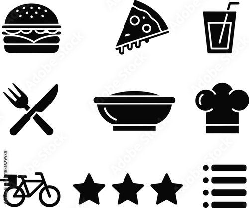 Restaurant Food Delivery Service Rating Icons Set with vector illustration