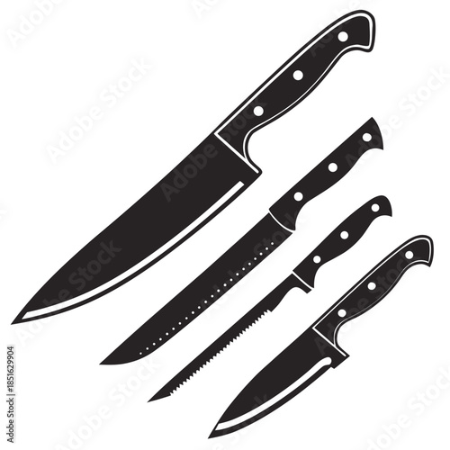 Set of kitchen knives