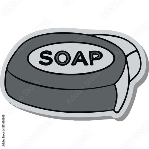 Simple Bar of Soap Icon, Black and White