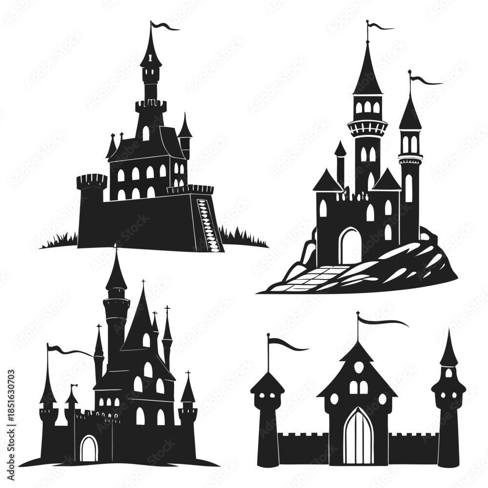Obraz premium Collection of castle silhouettes
