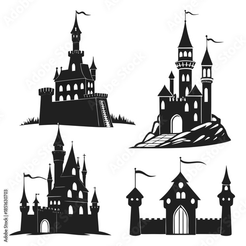 Collection of castle silhouettes