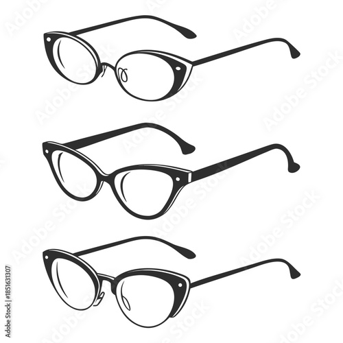Vintage cat-eye glasses illustration
