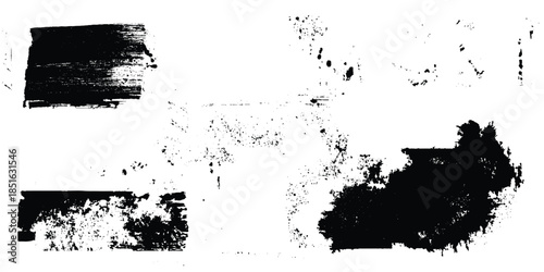 Abstract design with bundle of different ink brush strokes .Paintbrush set template. Grunge brushes collection. Brush stroke paint border in ,Dirty textures of banners, boxes, frames, Painted texture