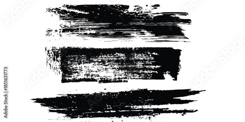 Abstract design with bundle of different ink brush strokes .Paintbrush set template. Grunge brushes collection. Brush stroke paint border in ,Dirty textures of banners, boxes, frames, Painted texture