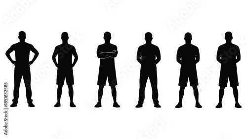 Collection of six distinct male athlete silhouettes standing together