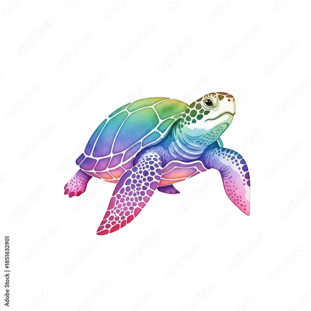 Fototapeta premium Colorful sea turtle illustration isolated on white background