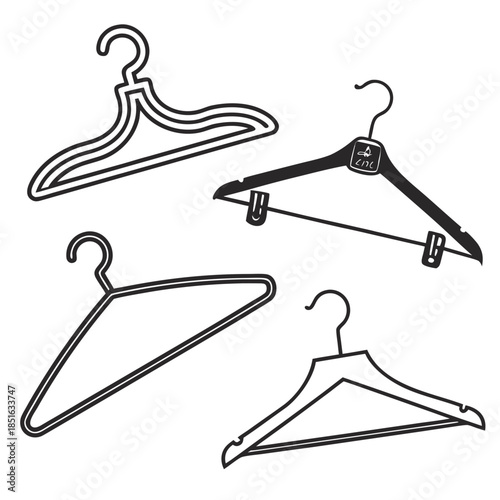 Four different types of clothes hangers