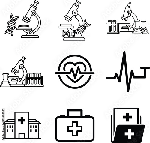 Medical laboratory and healthcare icons