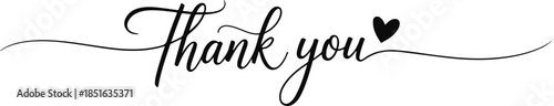 Thank you script text isolated on transparent background