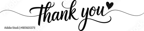 Thank you script font isolated on transparent background