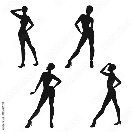 Silhouettes of women in various poses