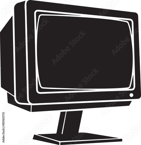 Retro computer monitor vector graphic old tv screen vintage display style isolated