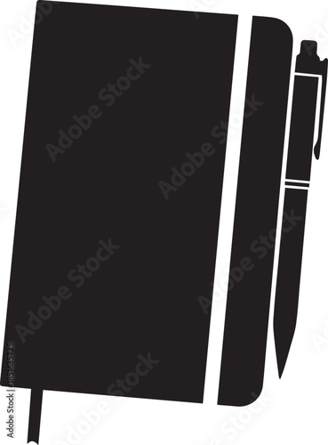 Notebook and pen flat vector style journal writing note pad isolated element