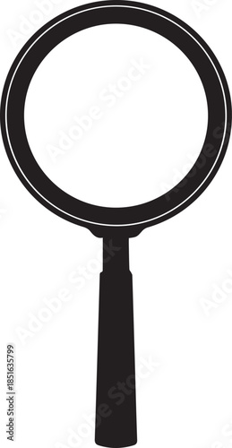Magnifying glass of black color to zoom in and research objects at office