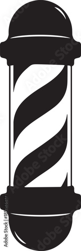 Black silhouette barber pole for hairstyle in hair salon vector illustration