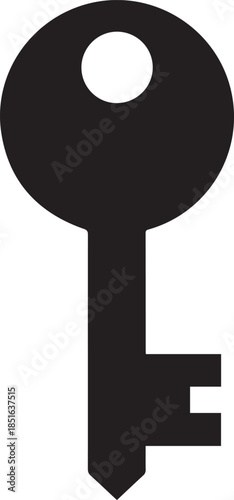 Silhouette of old classic key in flat design style for decoration vector