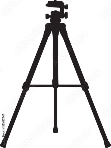 Silhouette of camera tripod in flat design style for photography vector