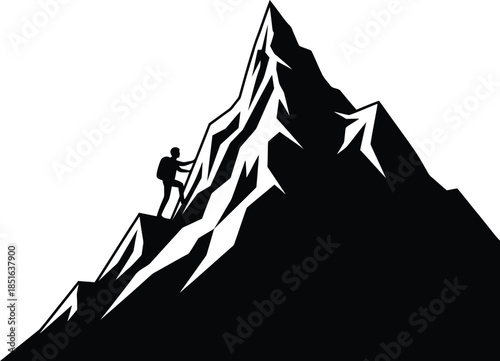 A person standing on a snowy mountain peak in silhouette