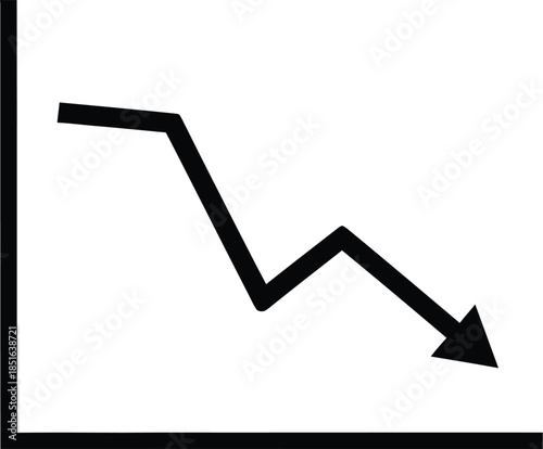 Downward trend line graph showing decrease