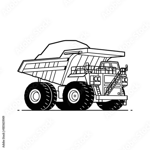 Heavy Duty Mining Dump Truck Illustration.